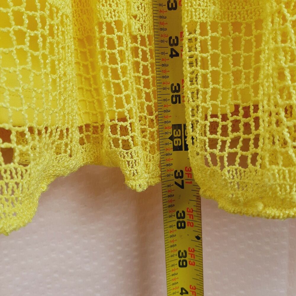 Sandra Darren Women Yellow Sleeveless Stretch Crochet Dress Lined Size 10 - Picture 3 of 9